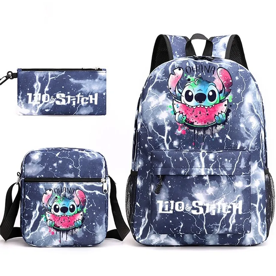 Set školních potřeb Stitch - Batoh a penál + taška přes rameno