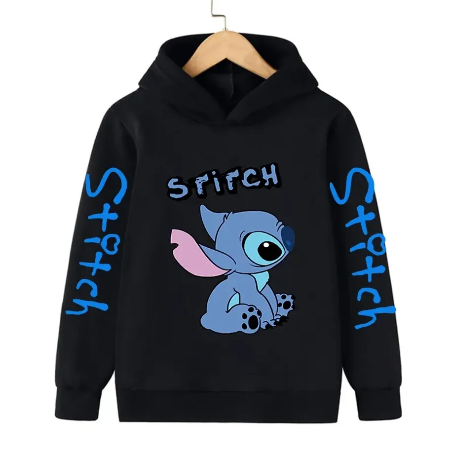 Dětská mikina s kapucí a roztomilým potiskem Stitch