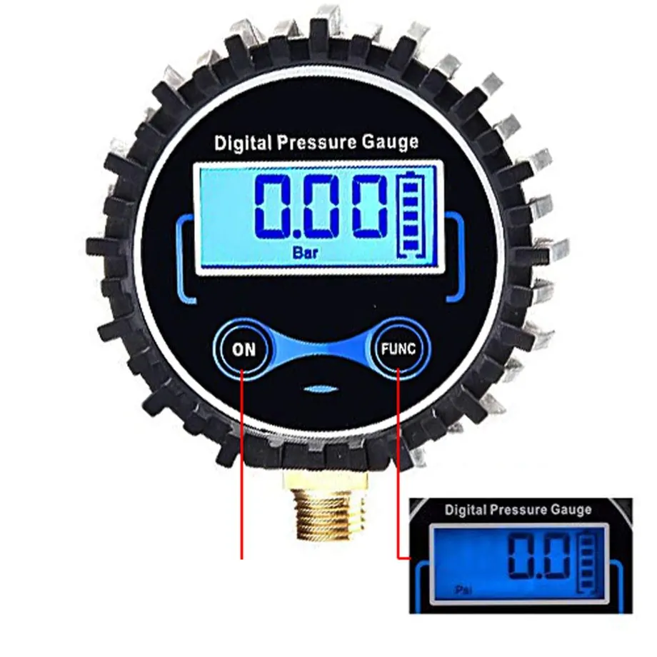 Digitální měřič tlaku vzduchu v pneumatice automobilu