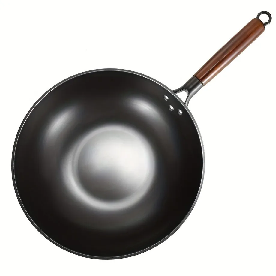 1ks Litinový wok 32 cm, tradiční čínská pánev, náčiní do kuchyně