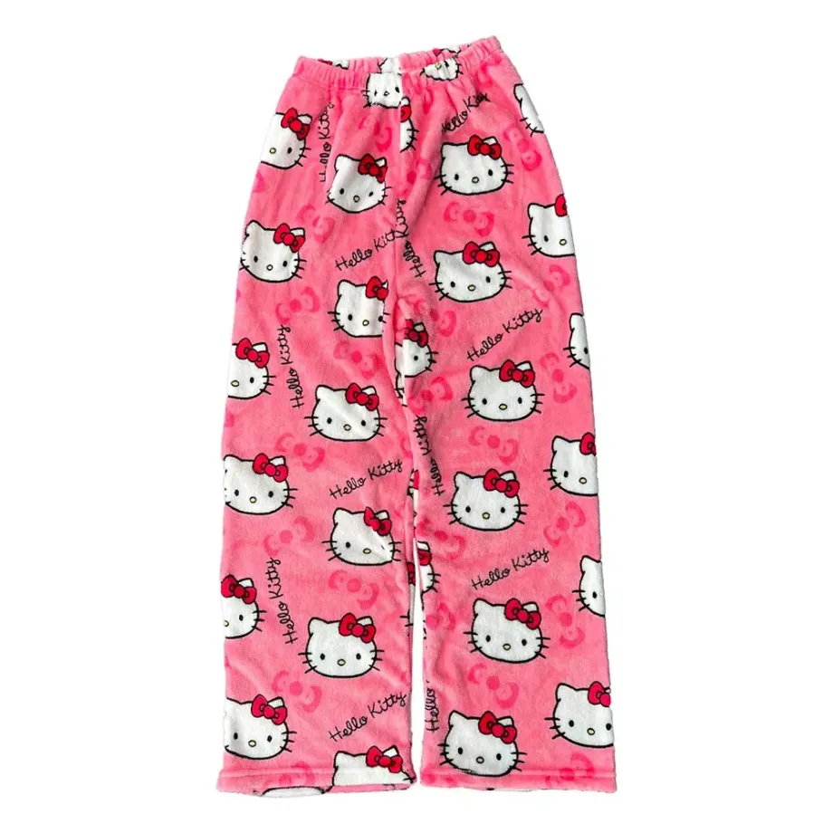 Dámské pyžamové kalhoty Hello Kitty z flanelu