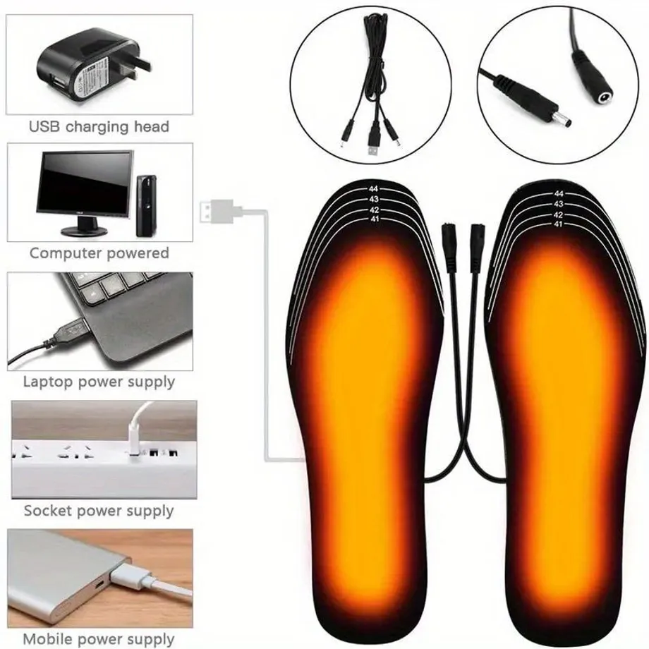 1 pár Univerzální vyhřívané vložky do bot na USB - zimní zahřívače nohou
