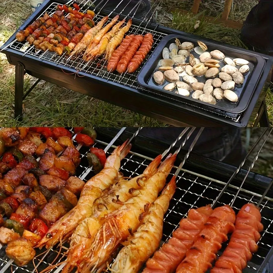 Skládací gril na dřevěné uhlí a dřevo - přenosný gril na BBQ a camping