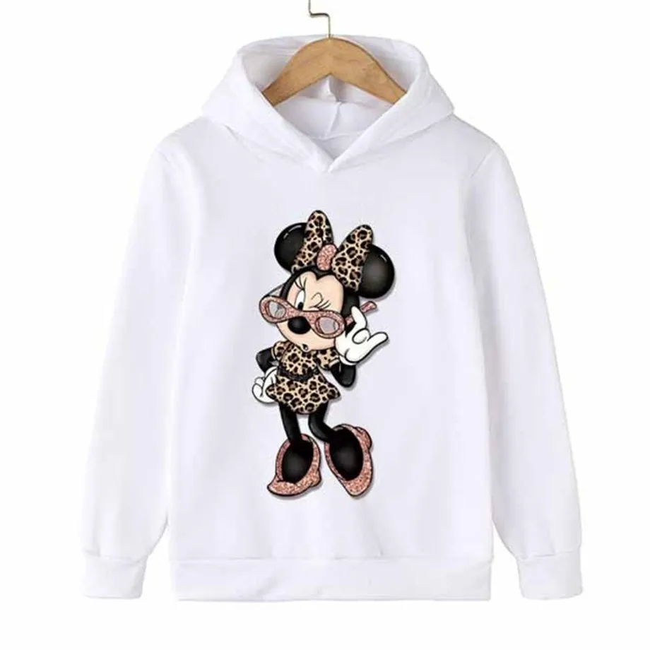 Dětská stylová mikina s kapucí a pohádkovým potiskem Mickey a Minnie