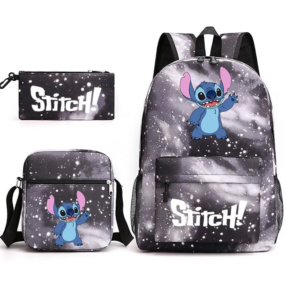 Set školních potřeb Stitch - Batoh a penál + taška přes rameno