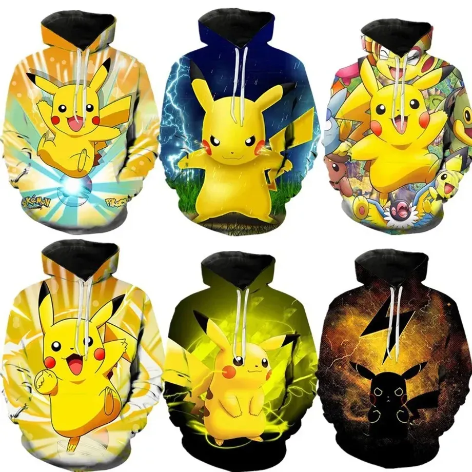 Stylová unisex mikina s klokánkou a potiskem Pokémon Pikachu