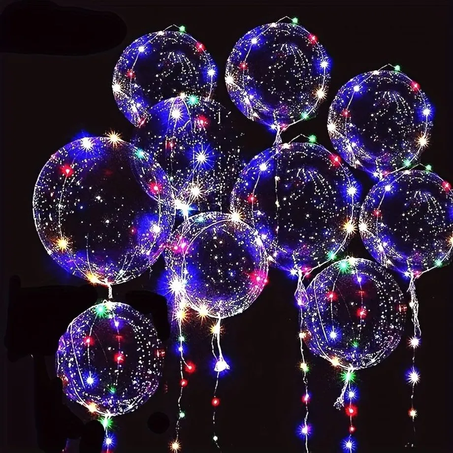 10 Ks Balonů Bobo S LED Svítivými Transparentními Balony Pro Dětský Den, Vánoce, Svatby, Valentinky, Halloween, Párty, Narozeniny, Den Díkůvzdání, Světlé Párty Pro Dekorace Interiérů A Exteriérů, Dekorace Scény Výročí Párty