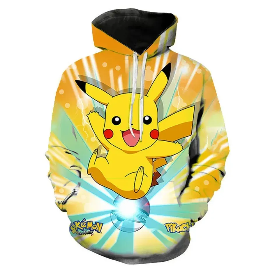 Stylová unisex mikina s klokánkou a potiskem Pokémon Pikachu