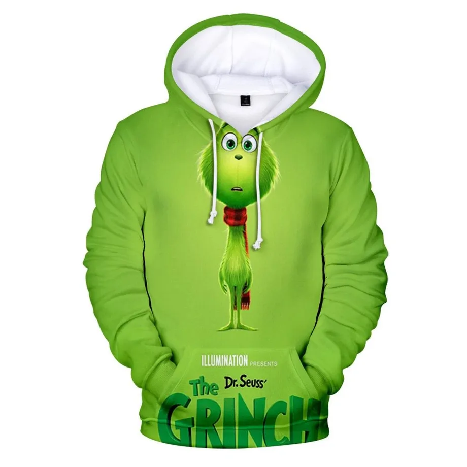 Unisex stylová mikina Grinch s kapucí xs wy-txu-1889