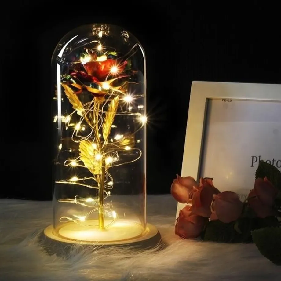 Okouzlující skleněná kopule LED String Rose