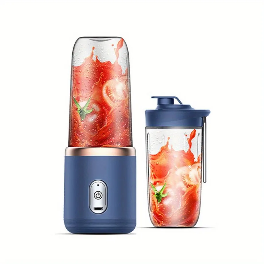 Nová přenosná odšťavňovač + mini mixér na cesty, 300 ml, USB dobíjení. Pro smoothie, koktejly, ovocné nápoje. Doma, v kuchyni, na cesty