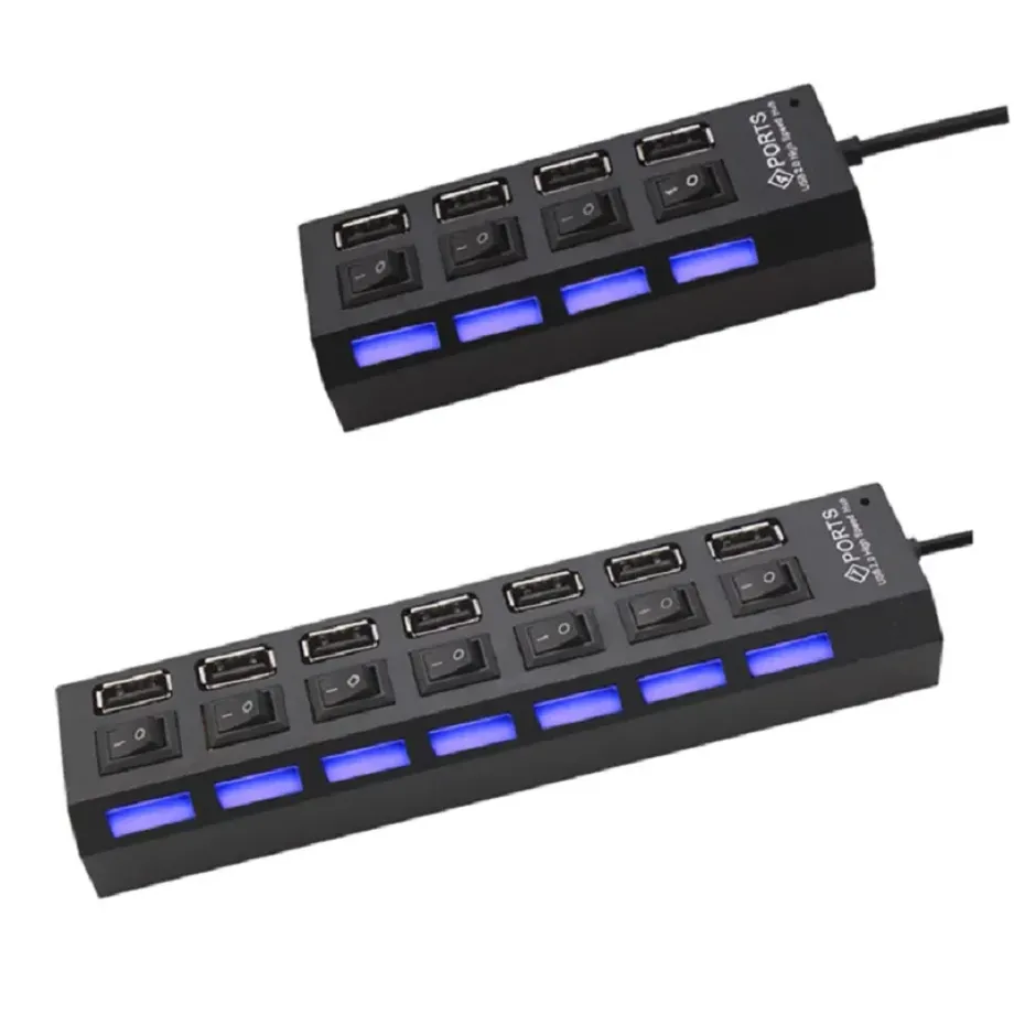 USB Hub 2.0 multiport s vysokou rychlostí a nezávislými vypínači