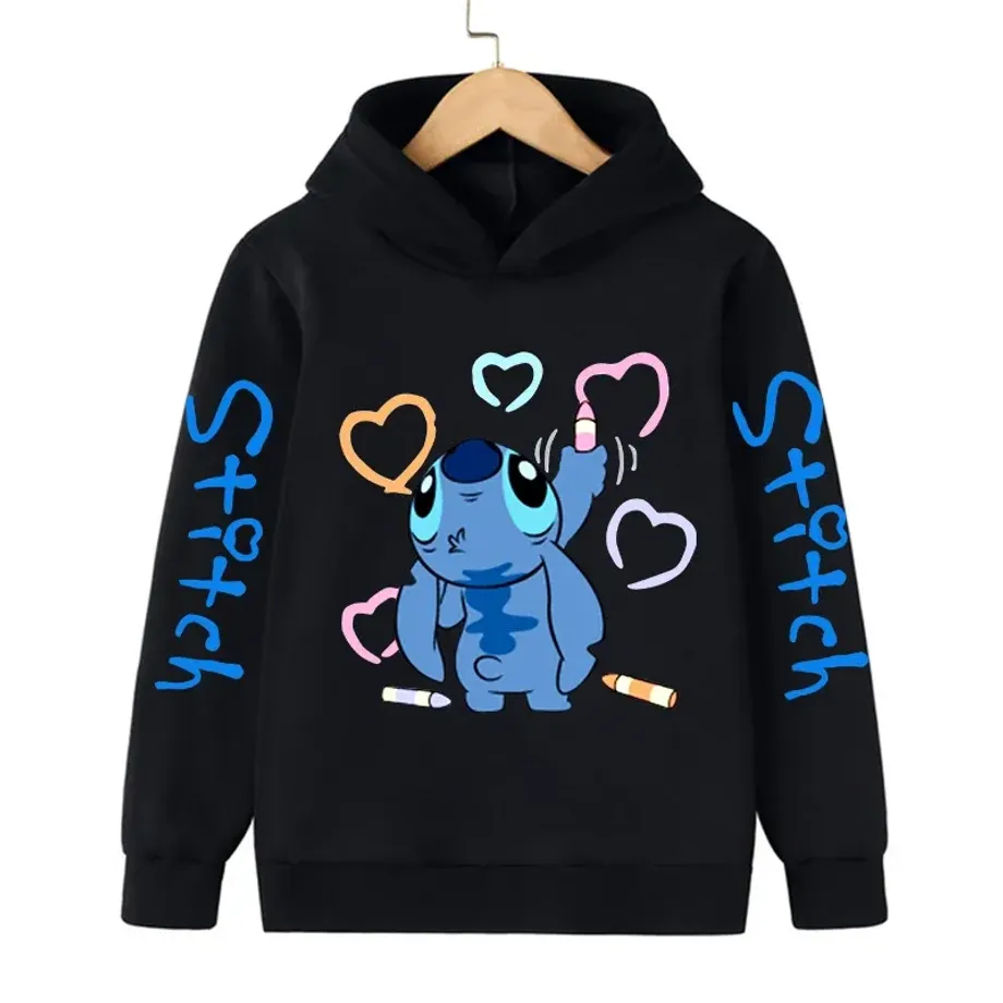 Dětská mikina s kapucí a roztomilým potiskem Stitch