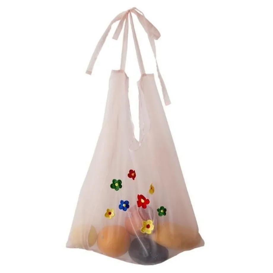 Kawaii vyšívané ovoce Mesh Tote Bag přes rameno