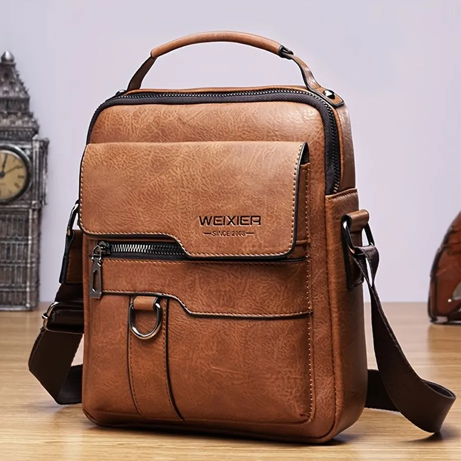 Mužská kožená brašna přes rameno vintage stylu, na ruku i do práce, messenger