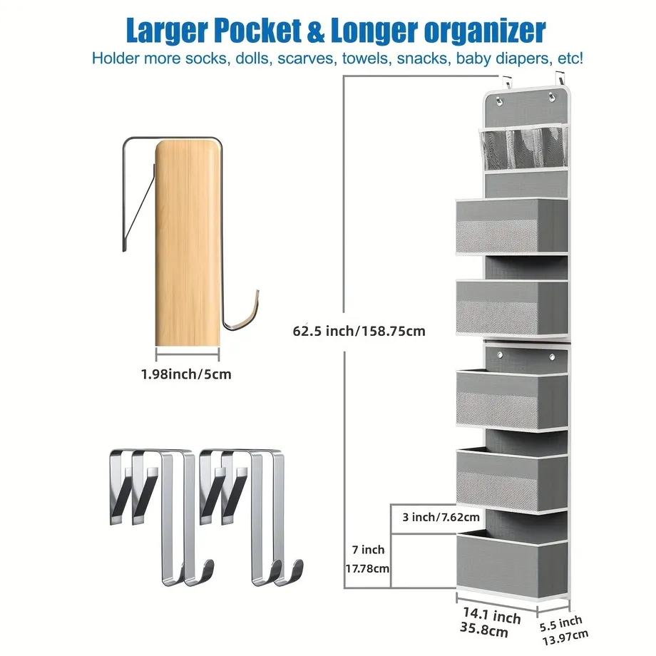 Úsporný organizér na dveře - 6 kapes, rozdělitelný na 2, nehoupe se, pro dětské potřeby, koupelnu, kolej, komoru, karavan, RV