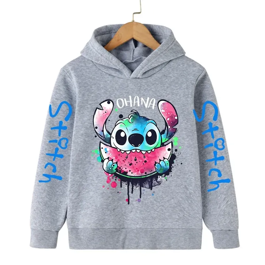 Dětská mikina s kapucí a roztomilým potiskem Stitch