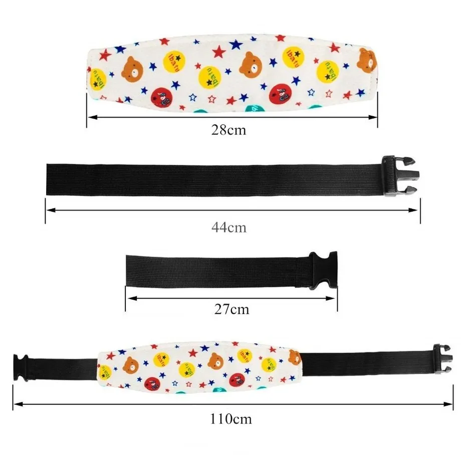 Praktický pás pro fixaci dětské hlavičky při jízdě automobilem - několik variant Ramacha