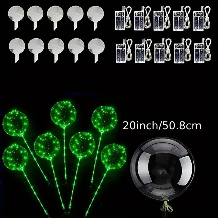 10 Ks Balonů Bobo S LED Svítivými Transparentními Balony Pro Dětský Den, Vánoce, Svatby, Valentinky, Halloween, Párty, Narozeniny, Den Díkůvzdání, Světlé Párty Pro Dekorace Interiérů A Exteriérů, Dekorace Scény Výročí Párty