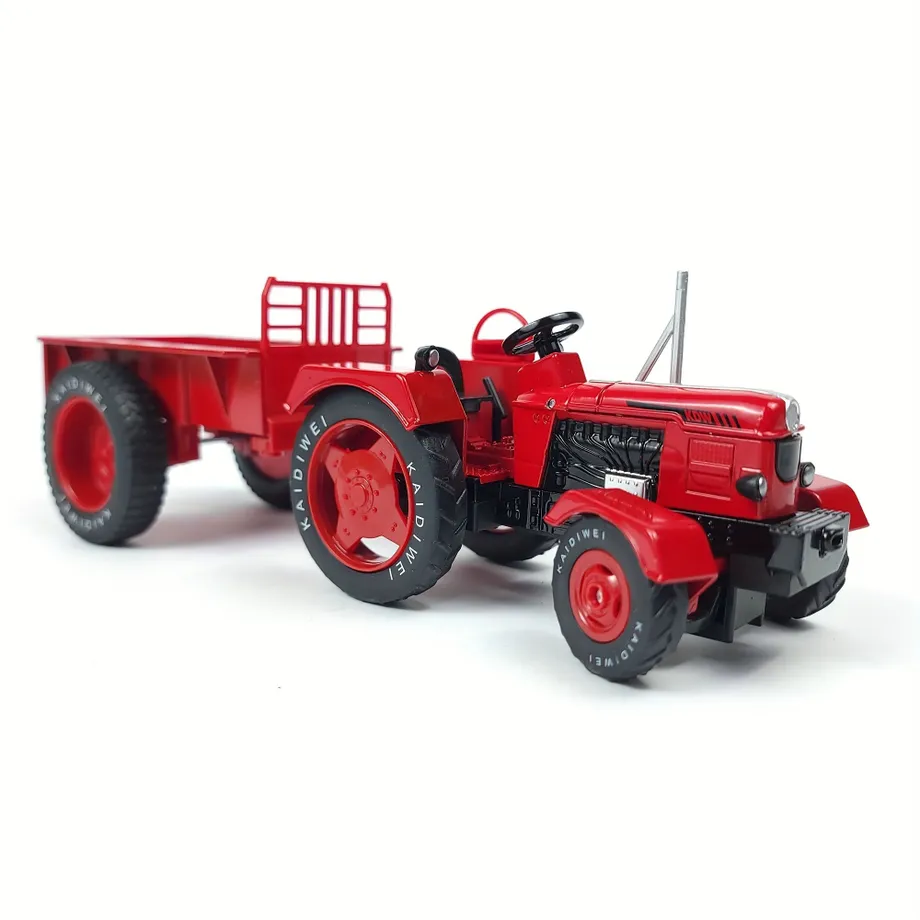 Retro traktor s vlekem 1:18 - kovový model