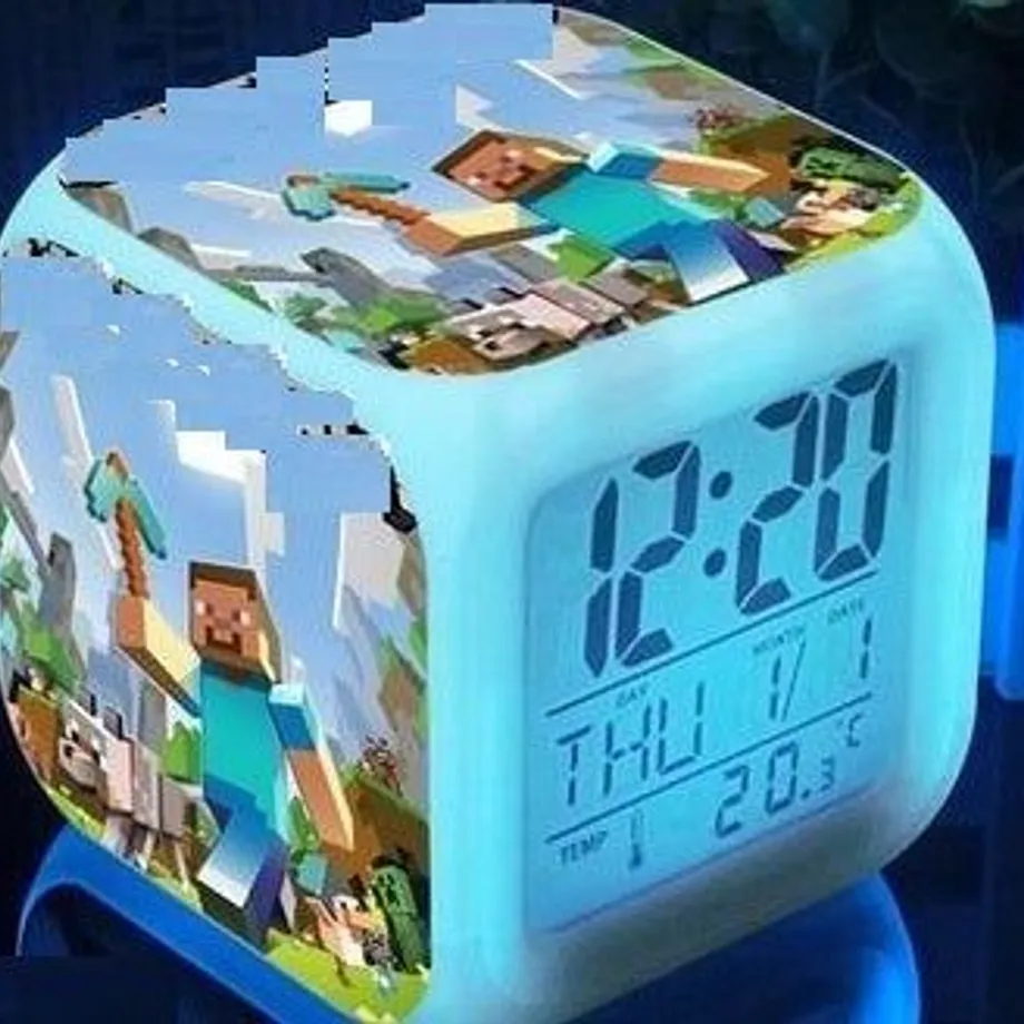 Budík Minecraft s digitálními hodinami s LED displejem