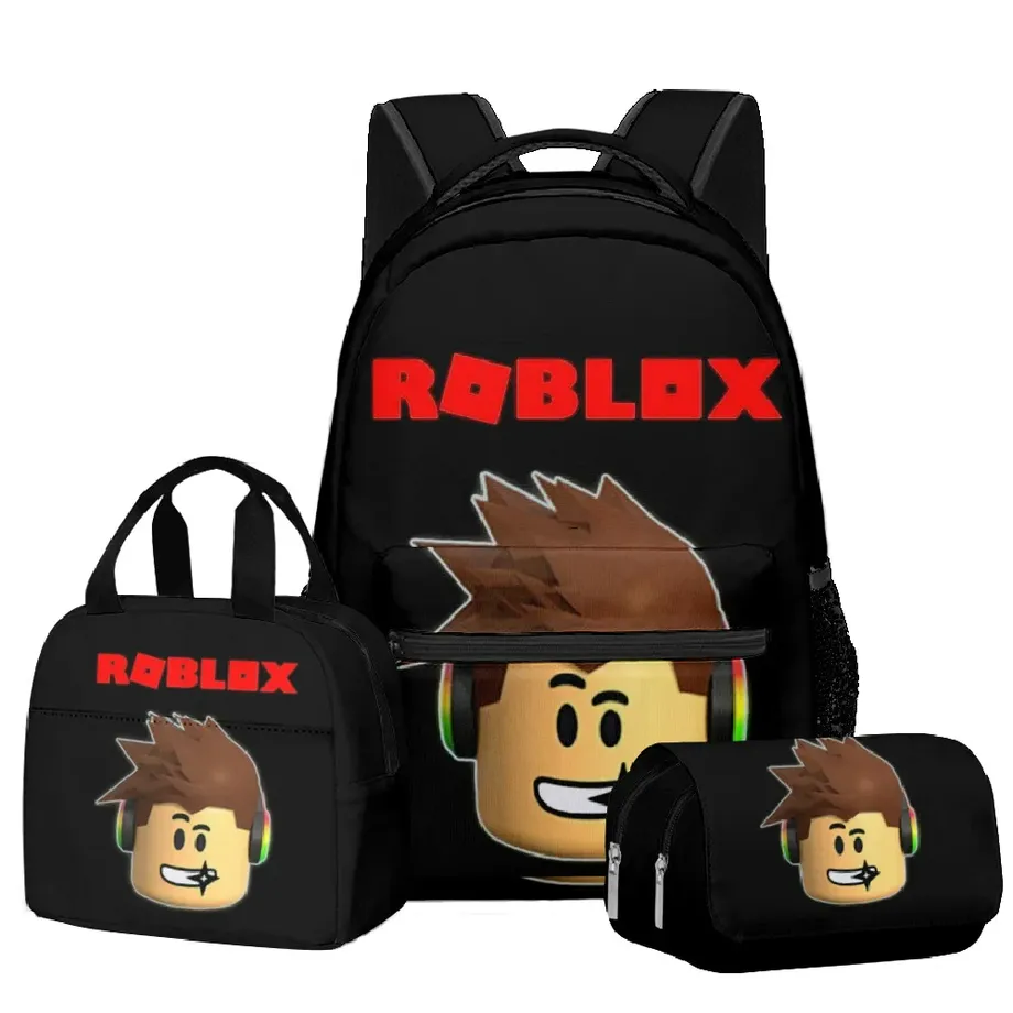 Stylový školní set pro děti - Batoh, penál, taška na svačinu v různých motivech Roblox