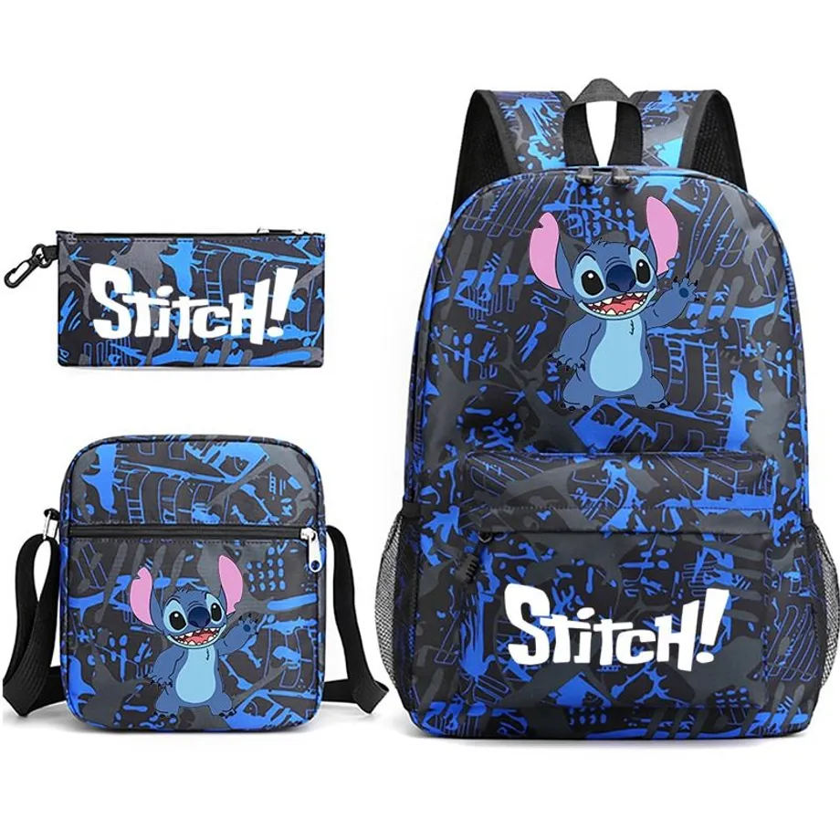 Set školních potřeb Stitch - Batoh a penál + taška přes rameno