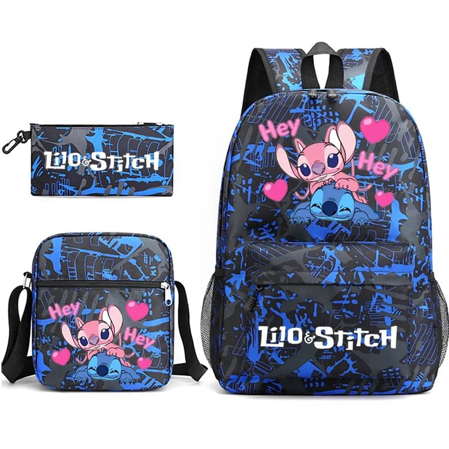 Set školních potřeb Stitch - Batoh a penál + taška přes rameno