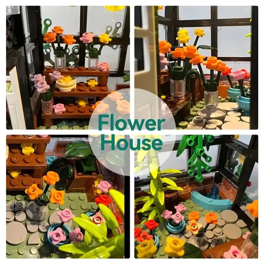 Stavebnice Flower House Kompatibilní s Legem, Flower Friends House vytváří eleganci a hřejivé prostředí, Pěkný dárek s krásnou dárkovou krabičkou pro dívky 6-12 a Building Blocks Lover (579 ks)