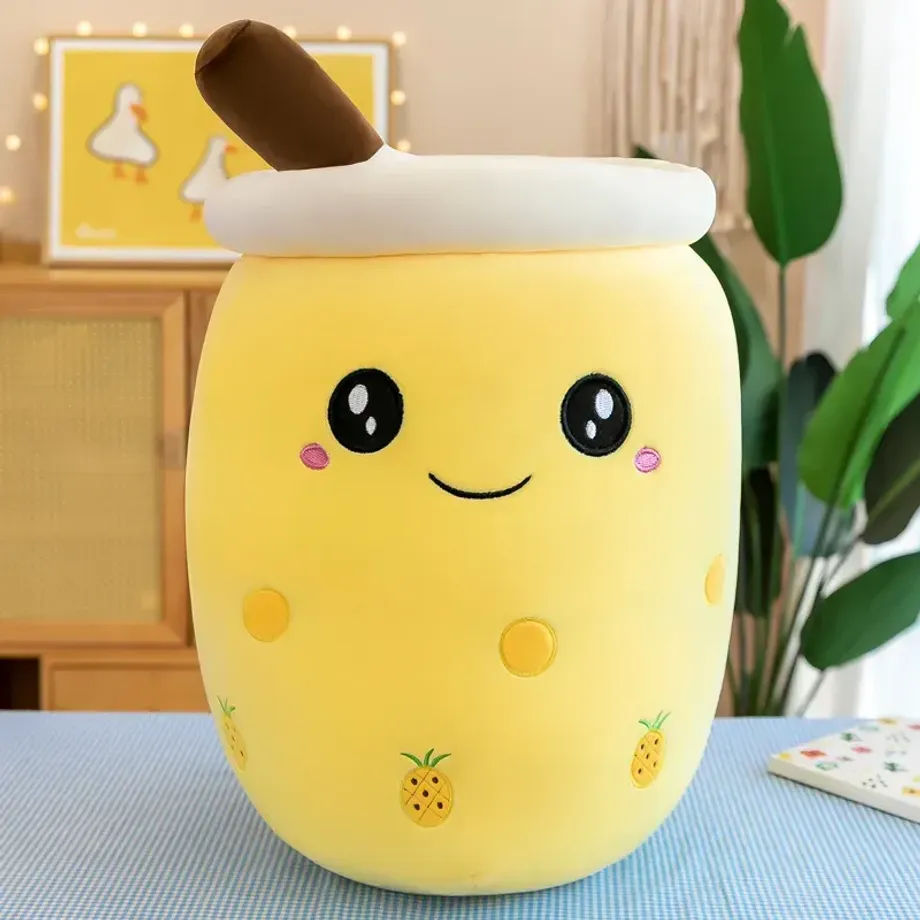 Plyšový polštářek Bubble Tea s tapiokovými perlami