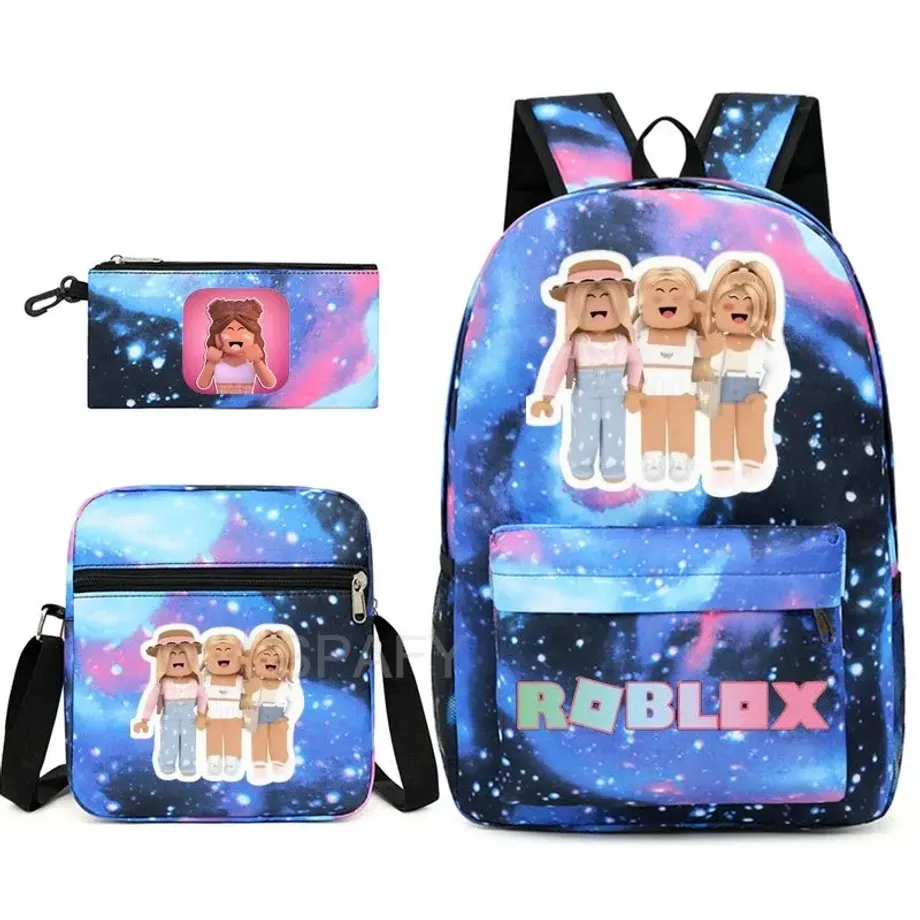 Stylový školní set pro děti - Batoh, penál, taška přes rameno v různých motivech Roblox