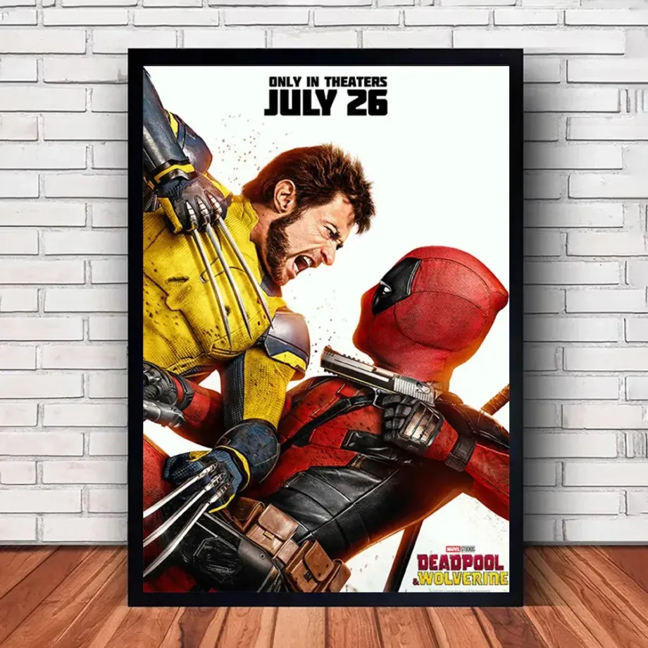 Textilní tištěný plakát s motivy oblíbených postav z filmu Deadpool a Wolverine - různé rozměry