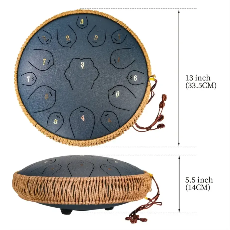 13 Steel Tongue Drum F Key Hanplate Perkusní Nástroj - Ideální Pro Hudební Výchovu, Koncerty, Duchovní Léčení, Jógu A Meditaci