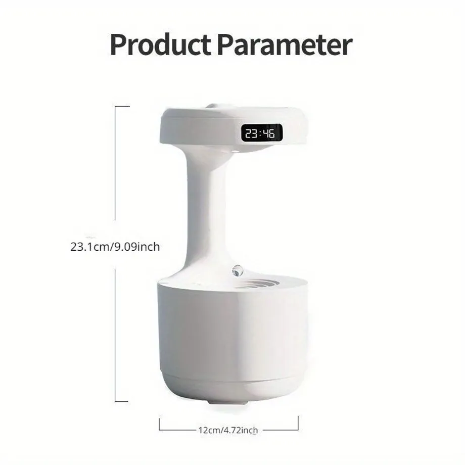 Zvlhčovač vzduchu s kapkou vody a LED displejem - Diffuzér s beztížným rozprašovačem