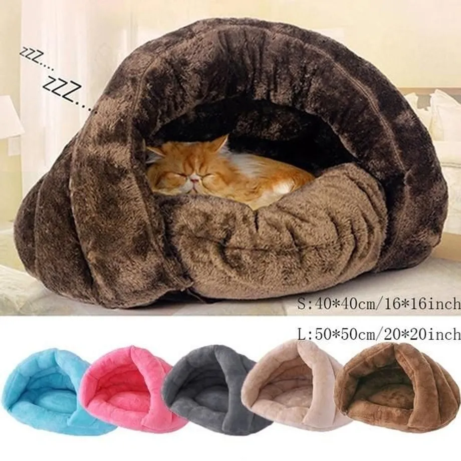 Pet Cat Dog House Kennel Puppy Cave Sleeping Bed Super Soft Mat Pad Warm Nest