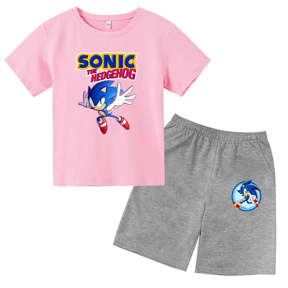 Sportovní dětská souprava s potiskem ježka Sonic - šortky + tričko