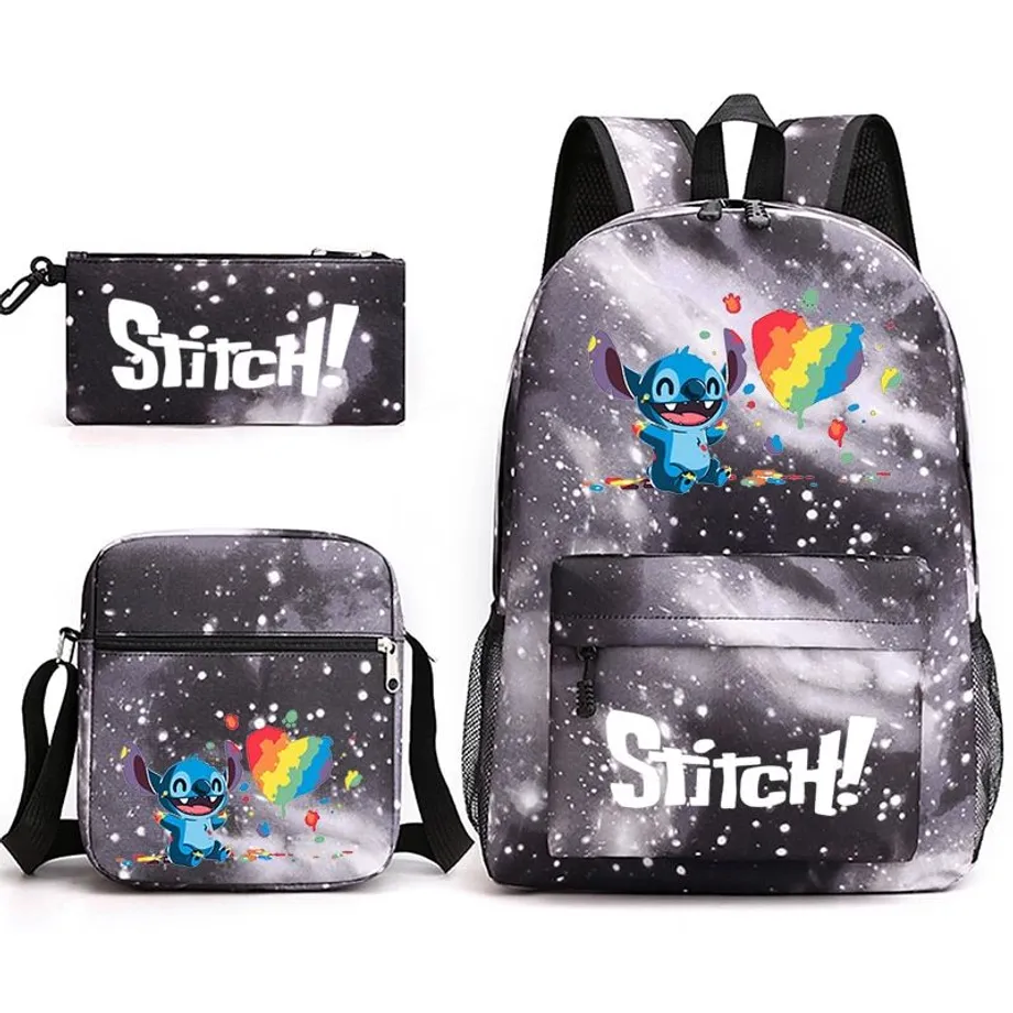 Set školních potřeb Stitch - Batoh a penál + taška přes rameno