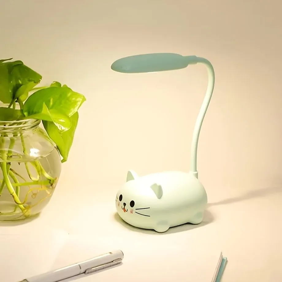 1ks nastavitelná stolní lampa, noční světlo Cartoon Cute Cat, dobíjecí LED stolní světlo USB, teplá bílá stolní lampa na ochranu očí