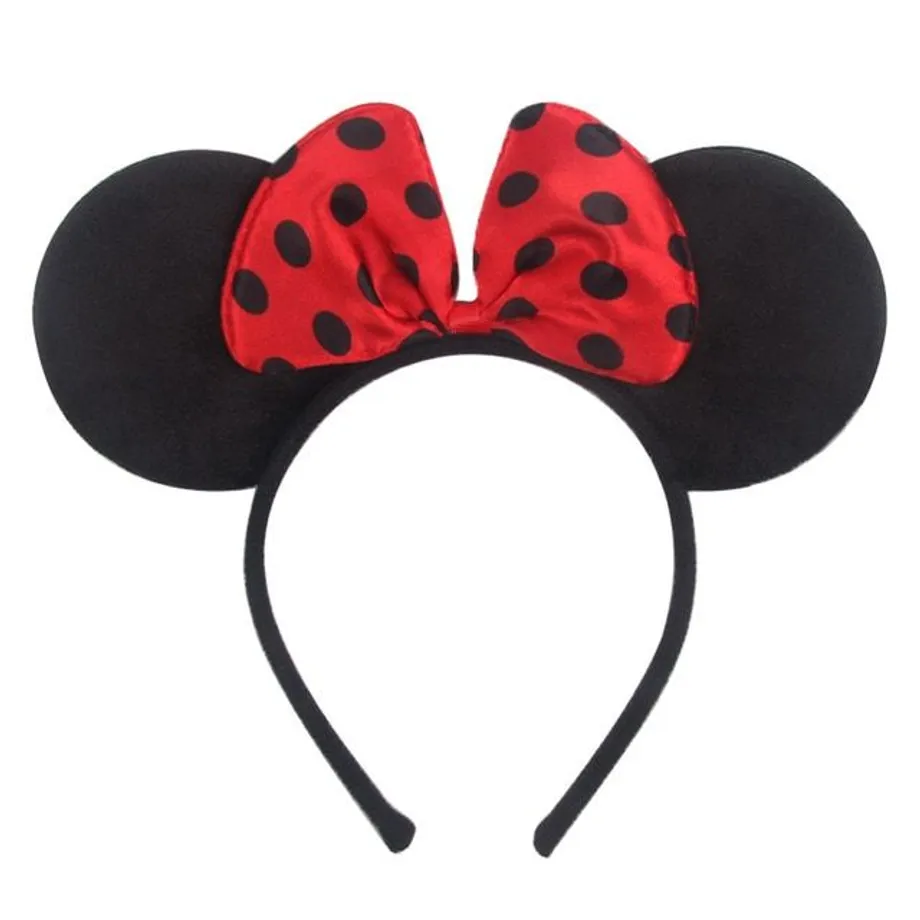 Dětská trendy flitrovaná čelenka s oušky v motivech Mickey a Minnie Mouse