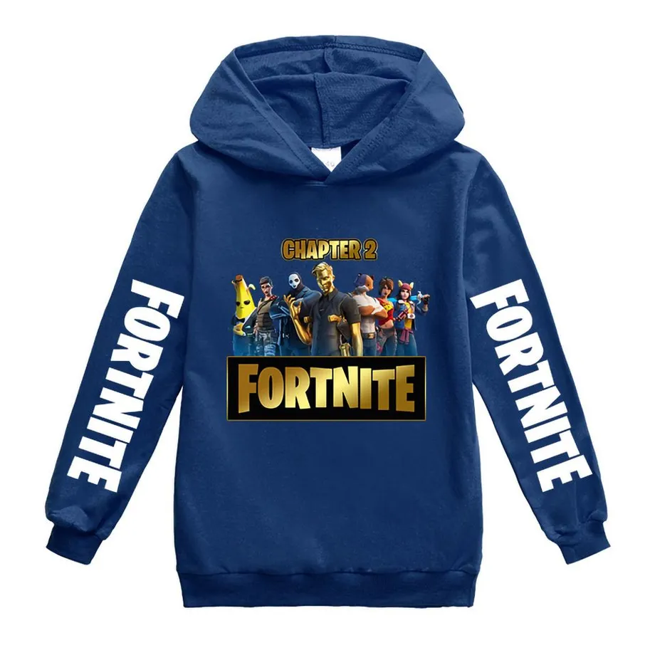 Dětská mikina s kapucí a potiskem na rukávech a hrudníku Fortnite