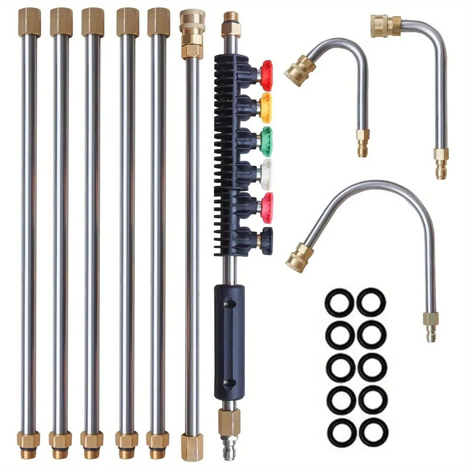 1 sada vysokotlakého čisticího stroje Čištění s dlouhou rukojetí Prodlužovací hůlkový žlab Vysokotlaká vodní pistole 2,54/10,16 cm Quick Connect Upgrade ostřikovací tryska se 6 rozprašovacími tryskami