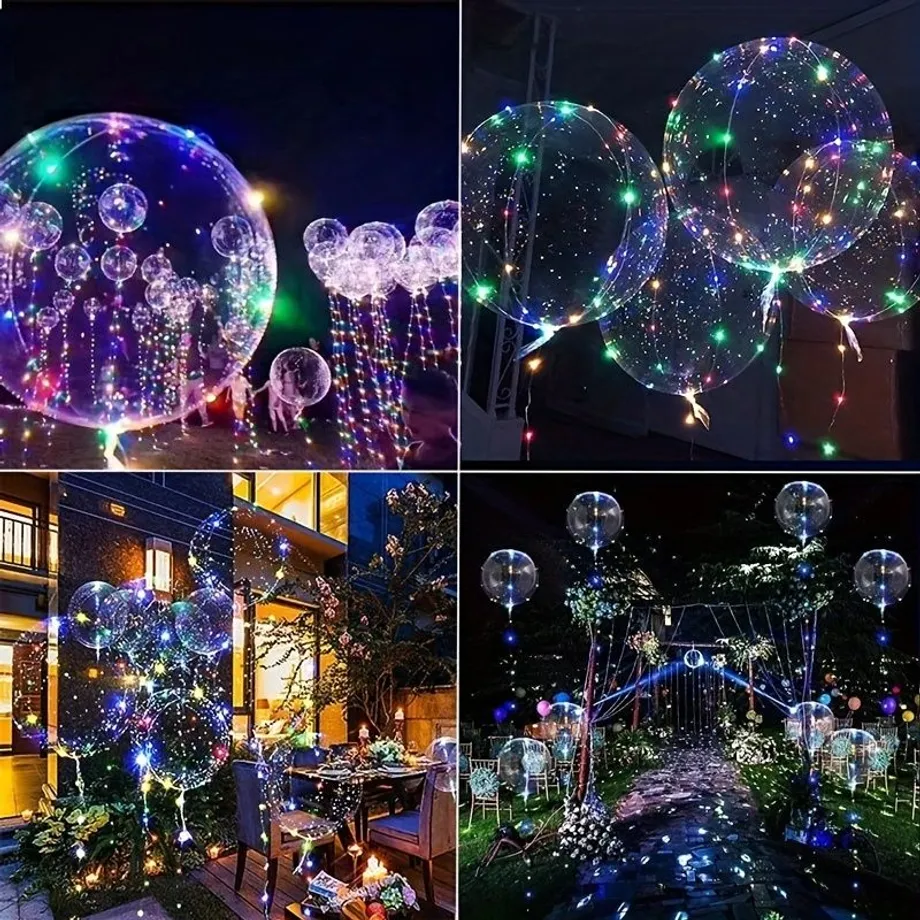 10 Ks Balonů Bobo S LED Svítivými Transparentními Balony Pro Dětský Den, Vánoce, Svatby, Valentinky, Halloween, Párty, Narozeniny, Den Díkůvzdání, Světlé Párty Pro Dekorace Interiérů A Exteriérů, Dekorace Scény Výročí Párty