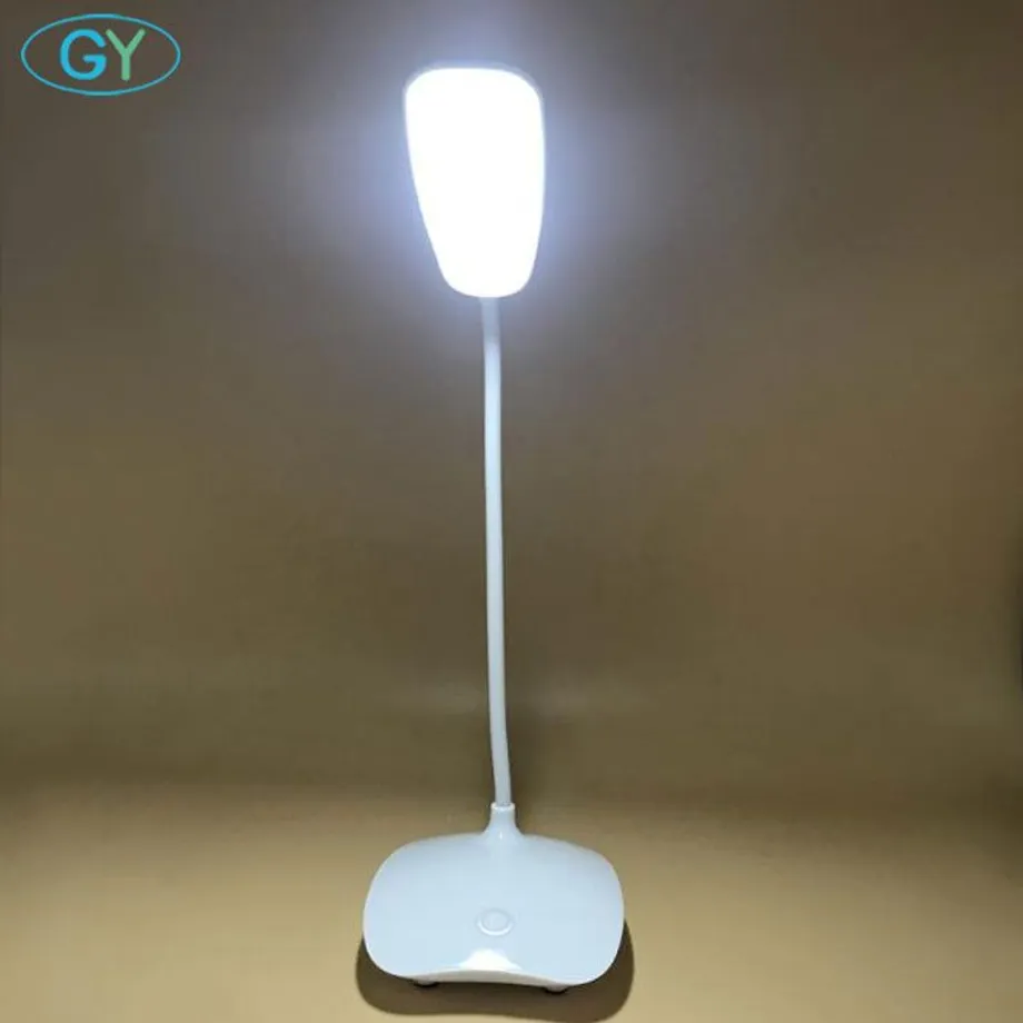 Bílá LED lampa s USB nabíjením připevnitelná na stůl