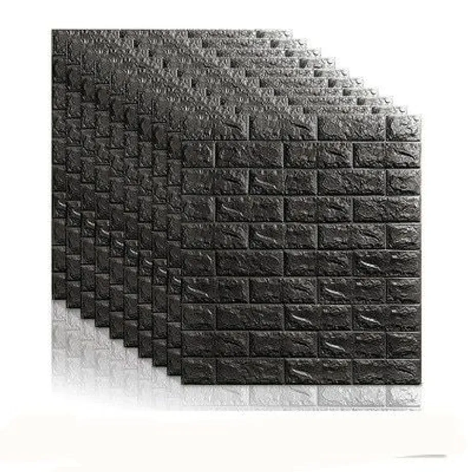 3D tapety na zeď / Cihly black 77x70x0-65-cm