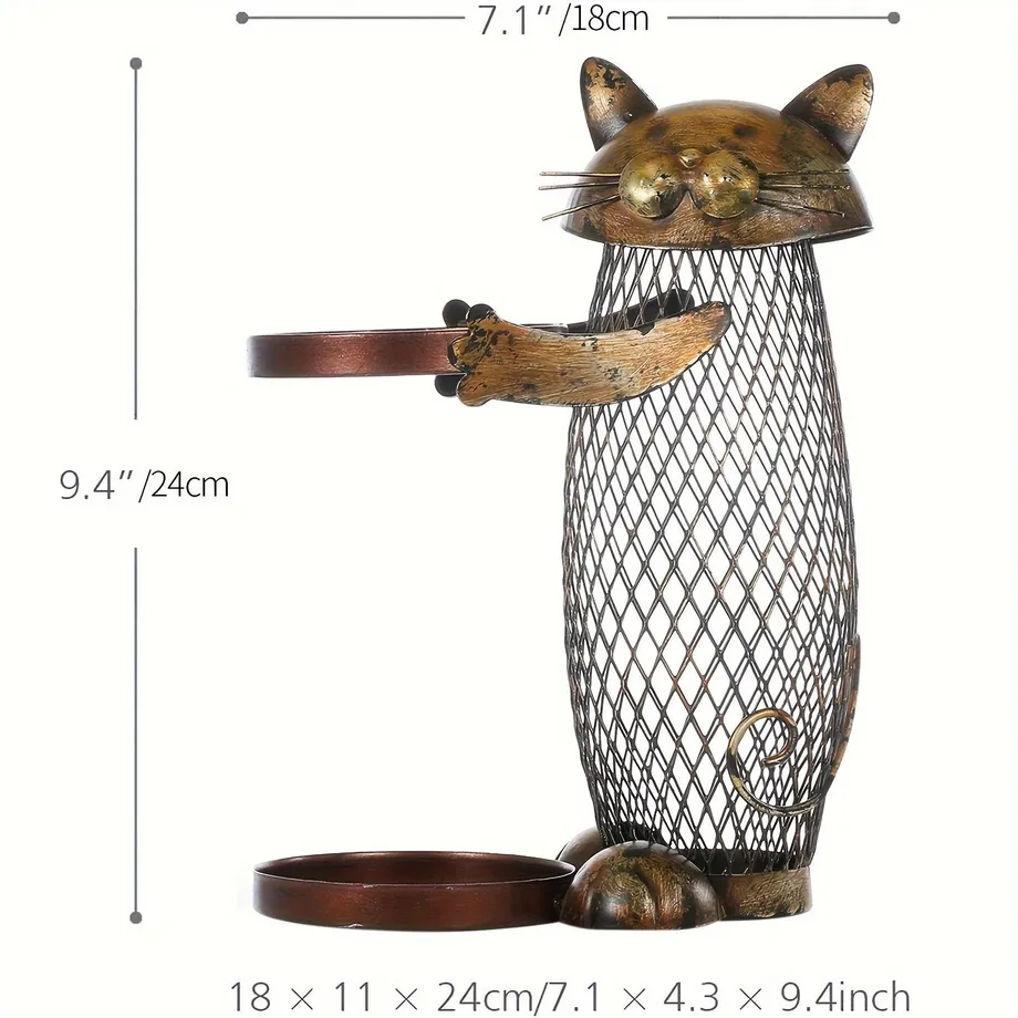 1ks Roztomilý Držák Na Láhev Na Víno Pro Kočky, Kovový Sud Na Víno, Držák Na Korkovou Zátku, Organizér Na Skladování Korkové Zátky, Ozdoba Na Stolní Úložný Kontejner, Perfektní Halloweenský Vánoční Dárek K Narozeninám