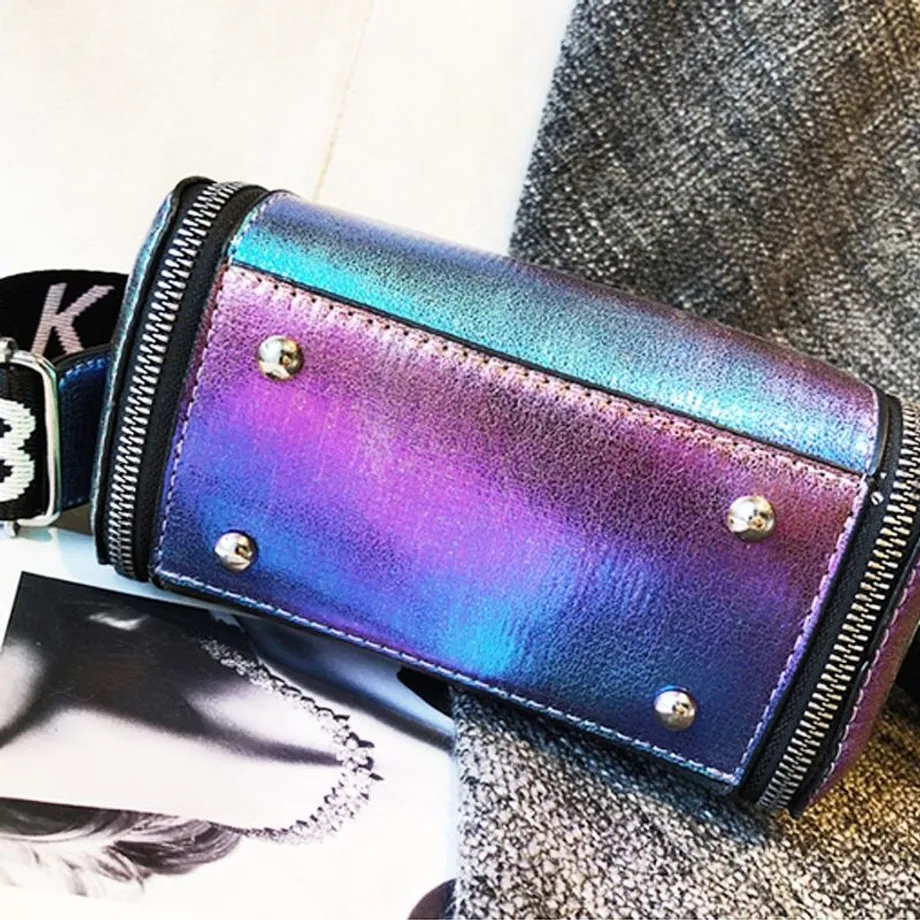 Stylová dámská metalická mini crossbody kabelka