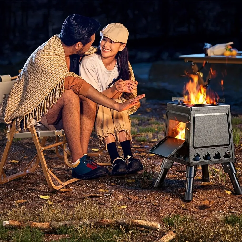 Prenosný skladací kempingový vařič na dřevo - multifunkční outdoorový piknikový vařič