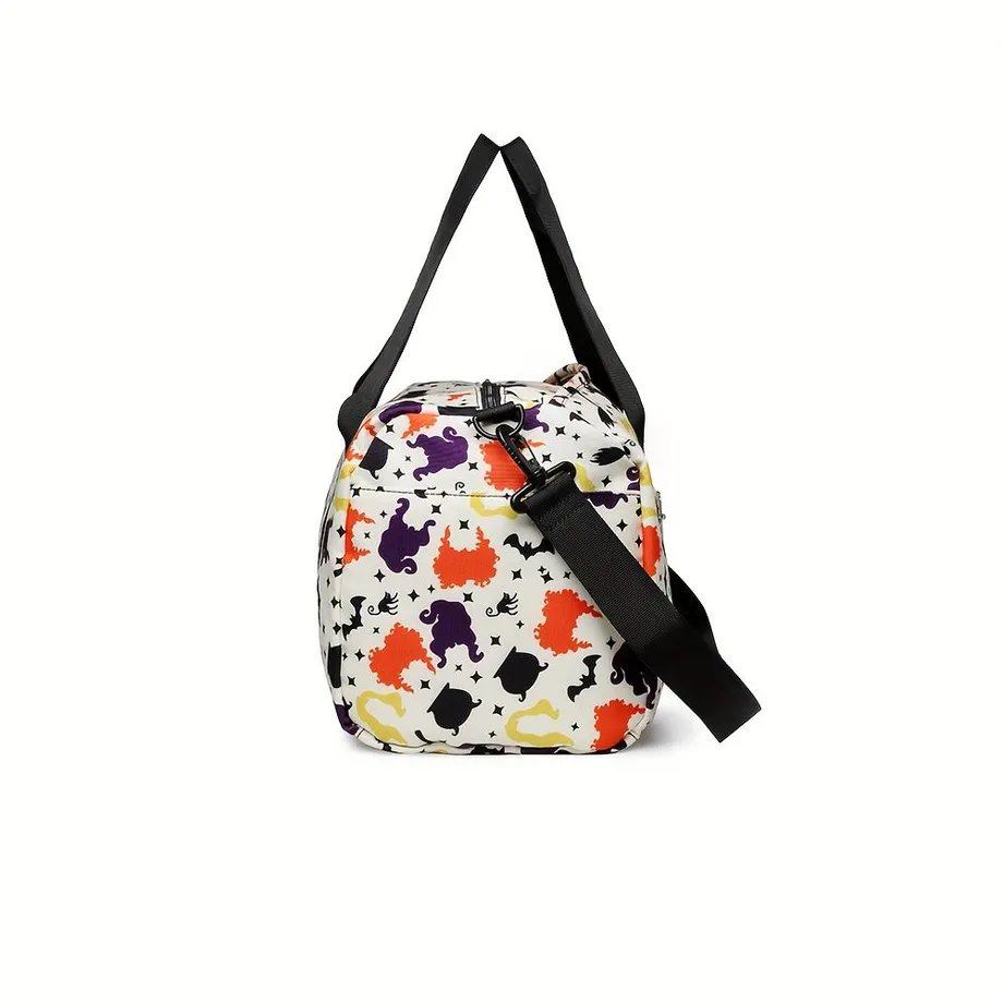 Halloween Ghost Skull Print Cestovní Taška Duffle Bag, Carry On Velká Kapacita Crossbody Bag, Přenosná Sportovní Taška S Kufrovou Rukávem A Oddělením Na Boty