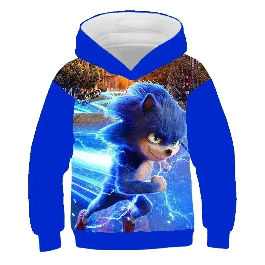 Dětská unisex mikina s kapucí a motivy 3D potisku ježka Sonic