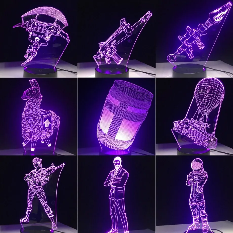 Krásná stolní 3D lampa Fortnite